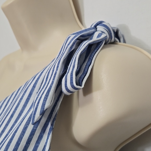 Lulu's Gleeful Getaway Nautical Striped Linen One Shoulder Midi Dress Size S - Picture 13 of 16